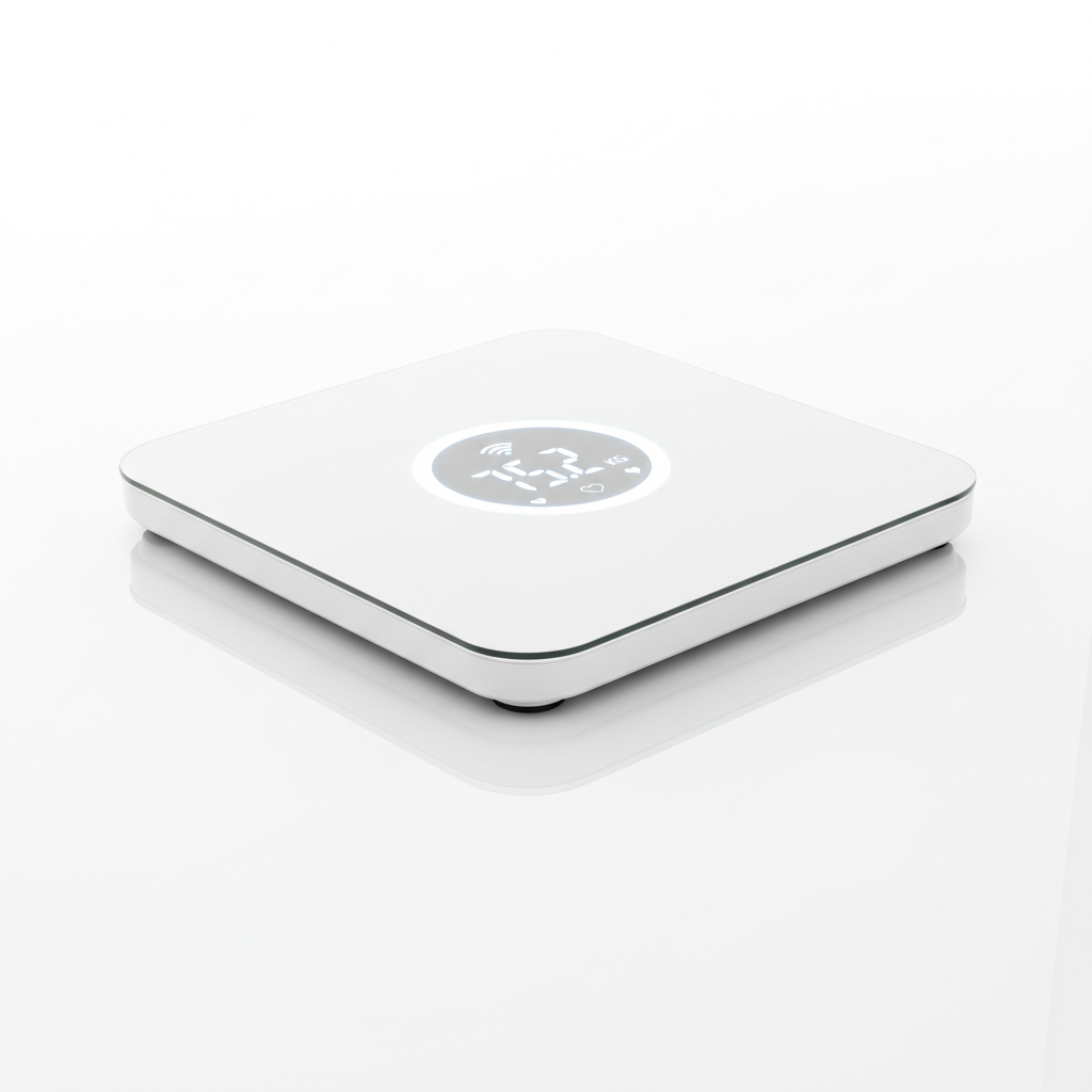 Smart home digital weighing scales with sleek glass surface