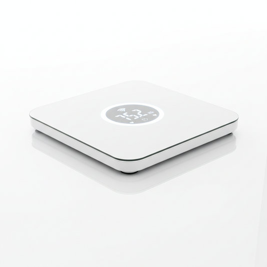 Smart home digital weighing scales with sleek glass surface